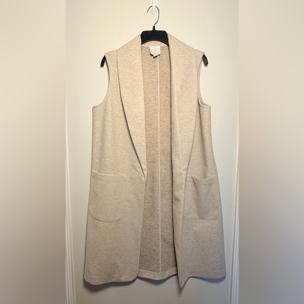 Joie Beige Open Front Duster Vest - Size Large